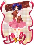  clannad closed_eyes doll_hug dress eyes_closed hair_bobbles hair_ornament highres ichinose_kotomi long_hair nfr ribbon stuffed_animal stuffed_toy teddy_bear twintails two_side_up young 