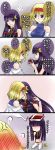  alice_margatroid aoshima bare_shoulders blonde_hair blue_eyes blush book comic detached_sleeves highres multiple_girls patchouli_knowledge purple_eyes purple_hair touhou translated translation_request violet_eyes yuri 