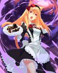  absurdres animal_ears apron blonde_hair character_request chocolate hairband highres kagetomo_midori maid_apron red_eyes ribbon 