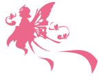  butterfly butterfly_wings monochrome mumulatte pink saigyouji_yuyuko silhouette simple_background touhou white_background wings 