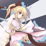  blonde_hair enatetsu fate/stay_night fate/unlimited_codes fate_(series) ponytail ribbon saber saber_lily solo sword weapon 