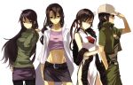  artist_request belt black_hair china_dress chinese_clothes collarbone durarara!! fur hat long_hair midriff nanamura navel skirt sweater taut_shirt thighhighs twintails yagiri_namie 