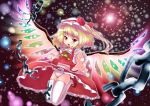  chain chains fang flandre_scarlet hat panties pantyshot ponytail red_eyes short_hair side_ponytail solo thigh-highs thighhighs touhou tsukushi_sasa underwear upskirt white_legwear white_panties white_thighhighs wings 