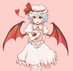  blue_hair fangs gift hat heart holding holding_gift red_eyes remilia_scarlet short_hair solo touhou valentine wings yuki_(popopo) 