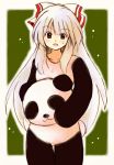  eijima_moko fujiwara_no_mokou long_hair panda_costume sweat touhou white_hair 