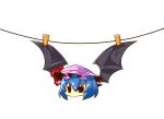  bad_id bat_wings clothes_pin clothesline eiri_(eirri) hat no_humans remilia_scarlet touhou wings yukkuri_shiteitte_ne 