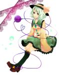  bow green_eyes green_hair hat highres kneehighs komeiji_koishi motimoti skirt socks touhou 