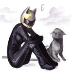  bodysuit celty_sturluson dero dog durarara!! helmet motorcycle_helmet sitting solo 