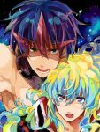  blue_eyes blue_hair kuroemon multicolored_hair nia_teppelin simon star_shades tegaki tengen_toppa_gurren_lagann 