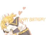  blonde_hair blue_eyes brother_and_sister detached_sleeves hair_ribbon happy_birthday heart incest kagamine_len kagamine_rin ribbon short_hair siblings twincest twins vocaloid yaichi_(reverie) 