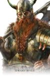  axe beard braid braided_beard dwarf facial_hair fantasy helmet highres horns lineage long_hair male original red_hair redhead sae_(artist) sae_(revirth) weapon 