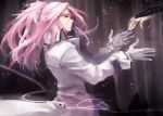  gloves long_hair male mawaru_penguindrum pink_hair ponytail red_eyes watase_sanetoshi yokoshima_(tirimoti) 