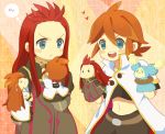  asch bad_id green_eyes hand_puppet heart inamura_(yanahiyabao) long_hair luke_fon_fabre male midriff mieu multiple_boys open_mouth puppet red_hair redhead surcoat tales_of_(series) tales_of_the_abyss 