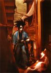  black_hair cat highres japanese_clothes katana kita_senri kuki_seishiro male official_art ponytail samurai_spirits solo sword weapon 