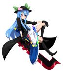  &gt;:) blue_hair boots cosplay crossover gloves hammer hat hinanawi_tenshi kingdom_hearts lexaeus lexaeus_(cosplay) long_hair orange-pengin orange-penguin solo touhou transparent_background 