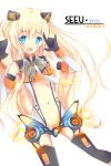  animal_ears blonde_hair blue_eyes cat_ears detached_sleeves gloves mich_wing navel seeu simple_background thigh-highs thighhighs vocaloid vocaloid_append 