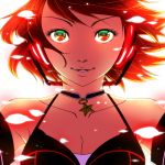  face harayan headphones jewelry meiko necklace red_eyes red_hair redhead short_hair smile solo vocaloid 