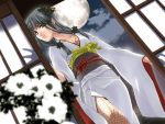  artist_request brown_eyes character_request copyright_request dutch_angle full_moon game_cg japanese_clothes kimono long_hair long_sleeves looking_at_viewer moon night official_art rin_kyoutarou solo 