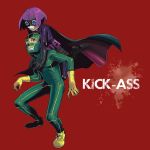  blue_eyes bob_cut boots cape costume gloves green_eyes hit-girl kick-ass kick-ass_(character) mask picoheads plaid plaid_skirt purple_hair shoes short_hair skirt sneakers superhero 