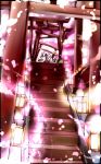  bad_id bow dress frills green_hair hair_bow kagiyama_hina lantern ribbon scenery sho-1 shrine solo stairs touhou 