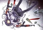  ak-47 akemi_homura assault_rifle black_hair black_legwear boots bullet explosive grenade gun hairband long_hair magical_girl mahou_shoujo_madoka_magica panties panties_under_pantyhose pantyhose purple_eyes rifle skirt solo thigh_boots thighhighs underwear upside-down violet_eyes weapon yuugen 