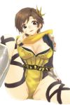  brown_eyes brown_hair character_request cleavage highres leotard michael nene nene_(sengoku_musou) sengoku_musou short_hair shoulder_pads simple_background smile solo 