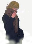  barnaby_brooks_jr blonde_hair coat cold glasses green_eyes hand_in_pocket jewelry jutu male ring scarf solo tiger_&amp;_bunny winter_clothes 