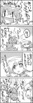  aki_shizuha bow cirno clenched_hands closed_eyes comic eyes_closed fist from_behind hair_bow hair_ornament hat highres ice leaf leaf_on_head letty_whiterock maple_leaf monochrome person_on_head scarf sitting tani_takeshi touhou translated translation_request wings yukkuri_shiteitte_ne 