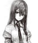  face hair_between_eyes highres jacket long_hair looking_at_viewer makise_kurisu monochrome necktie off_shoulder shirabi_(life-is-free) simple_background sketch solo steins;gate 