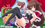  animal_ears brown_hair catgirl christmas da_capo da_capo_dream_x&#039;mas da_capo_dream_x'mas long_hair no_bra panties striped_panties thigh-highs thighhighs underwear 