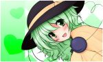  bakko blush green_eyes green_hair hat komeiji_koishi solo touhou wavy_hair 