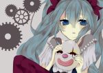  blue_eyes blue_hair dress hatsune_miku jpeg_artifacts karakuri_pierrot_(vocaloid) long_hair mask tears twintails vocaloid 