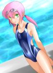  competition_swimsuit crossdressinging ebi-rom goggles goggles_on_head green_eyes inazuma_eleven inazuma_eleven_(series) inazuma_eleven_go kirino_ranmaru one-piece_swimsuit pink_hair swimsuit trap twintails 