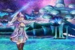  clarityblue cleavage cloud comet head_wings melia mountain night night_sky ocean scenery silver_hair sky star_(sky) thigh-highs thighhighs water xenoblade 