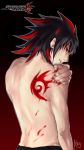  blood eyeliner from_behind looking_back makeup male multicolored_hair personification profile red_eyes shadow_the_hedgehog shirtless signature solo sonic_the_hedgehog topless two-tone_hair yu_da-young 