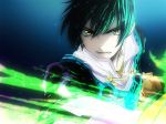  black_hair clenched_hand coat fire fist flame gloves jude_mathis male solo tales_of_(series) tales_of_xillia warakusa yellow_eyes 