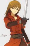  belt brown_eyes brown_hair fingerless_gloves fire_emblem fire_emblem:_fuuin_no_tsurugi gloves long_hair male megata rutger simple_background solo sword 