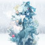  blue_eyes bullet christmas christmas_tree christmas_tree_(cosplay) cosplay cross explosive flower ghillie_suit grenade original ornaments snowing solo temoshi 