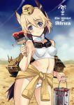  bad_id blonde_hair blue_eyes blush bra breasts caterpillar_tracks desert goggles hat head_wings jacket_around_waist kyogoku_shin kyougoku_shin lingerie military military_vehicle paint paint_can paintbrush panties raisa_pottgen sand short_hair smile solo strike_witches tail tank underwear vehicle 