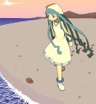  blue_eyes blue_hair dress hat hermit_crab ikamusume kenja_tori long_hair shinryaku!_ikamusume tentacle_hair 