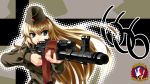  aiming ak-74 assault_rifle blonde_hair blue_eyes east_german garrison_cap gun hat highres irisdina_bernhard long_hair military military_uniform mizuki_ame mpi_aks-74n muvluv rifle schwarzesmarken uniform weapon 