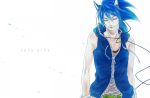  animal_ears blue_hair chico0619 closed_eyes collarbone english eyes_closed headphones male personification sleeveless_hoodie smile solo sonic sonic_the_hedgehog zipper 