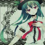  blue_hair hand_on_own_chest hand_to_chest hat hinanawi_tenshi kodamasawa_izumi long_hair lowres solo touhou 