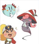  1boy 2girls ? blonde_hair blush boo bow fang ghost goomba goombella hat koki_(pixiv) lady_bow necktie nintendo open_mouth paper_mario paper_mario:_the_thousand-year_door paper_mario_rpg pink_hair pith_helmet pony_tail resaresa super_mario_bros. translation_request trap vivian witch_hat 
