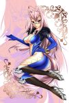  boots breasts cleavage cleavage_cutout glasses gloves hair_intakes hand_on_hip hips large_breasts long_hair lying merufena midriff navel pink_hair preza purple_eyes skin_tight smile solo tales_of_(series) tales_of_xillia violet_eyes zoom_layer 