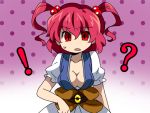  1girl bad_id bow breasts cleavage eromame face hair_bow onozuka_komachi red_eyes red_hair redhead solo touhou twintails 