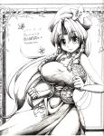  braid breasts chinese_clothes hat highres hong_meiling large_breasts long_hair monochrome smile solo star touhou traditional_media twin_braids yanmarson 