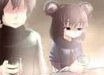  commentary commentary_request drink faceless faceless_male flat_gaze gaoo_(frpjx283) glass grey_hair long_sleeves male mouse_ears nazrin red_eyes shaded_face short_hair touhou 