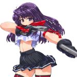  copyright_request dd_(artist) dual_wielding gangsta_hold gloves gun handgun long_hair pistol purple_eyes purple_hair sketch skirt solo thigh-highs thighhighs violet_eyes weapon 