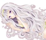  ass bad_id idolmaster long_hair mikippa purple_eyes shijou_takane silver_hair solo soloo swimsuit violet_eyes 